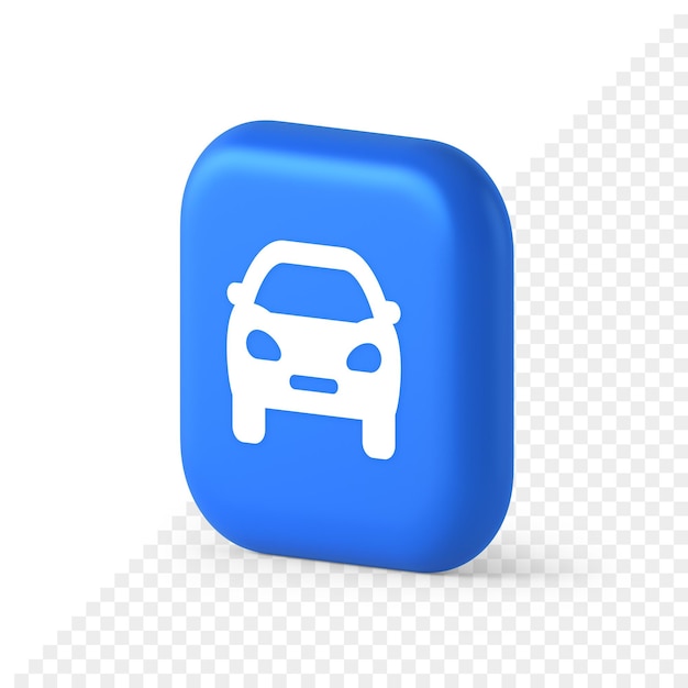 Car automobile button urban travel traffic transportation drive rent repair 3d realistic isometric icon