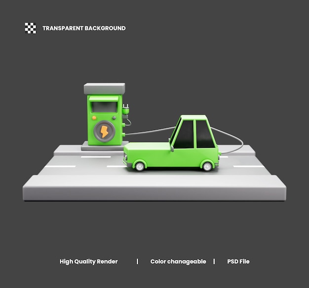 Car Charging Station 3D Icon or Electric Car Charging Station 3D Icon
