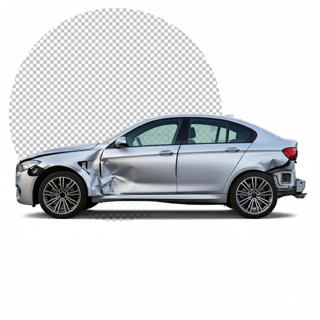 a car damaged from the side on isolated background