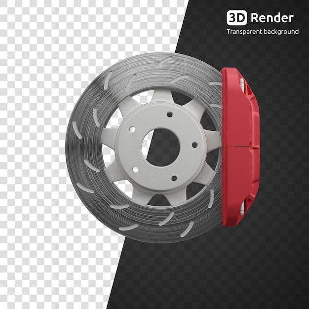 PSD car disc brake 3d render isolated