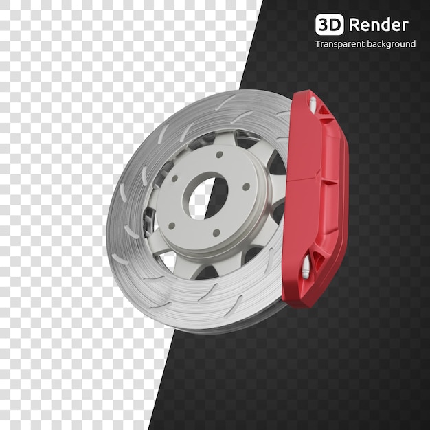 PSD car disc brake 3d render isolated