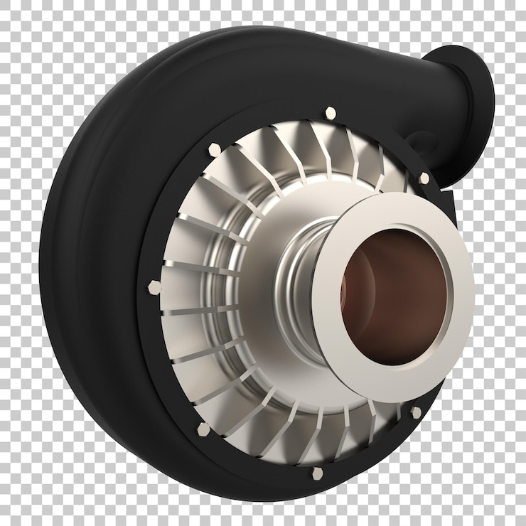 PSD car engine turbine on transparent background 3d rendering illustration