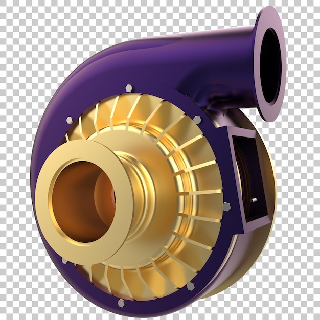 Car engine turbine on transparent background 3d rendering illustration