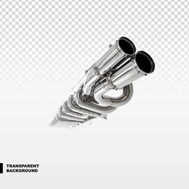 PSD car exhaust pipe isolated on transparent background