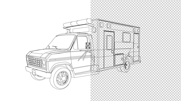 PSD 車の手描きと黒と白のスケッチ。