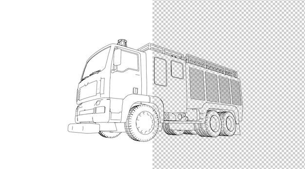 車の手描きと黒と白のスケッチ。