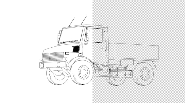 車の手描きと黒と白のスケッチ。