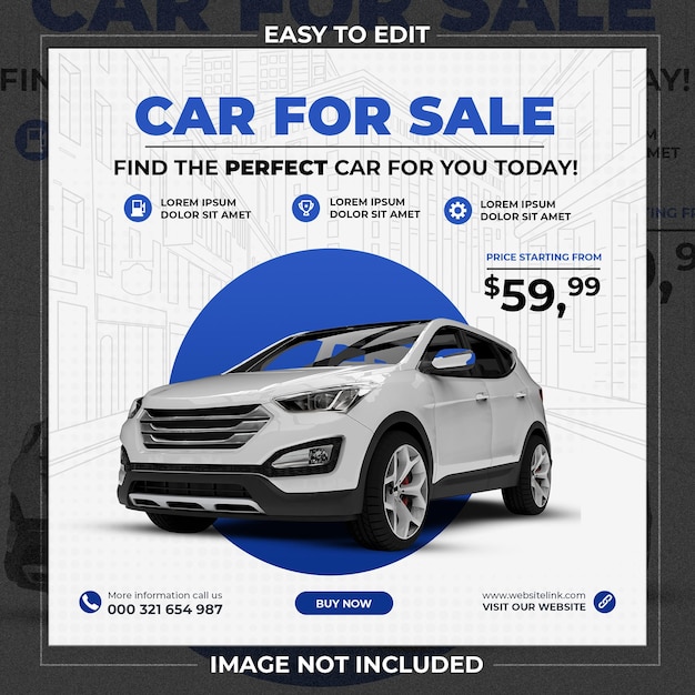 Car instagram social media post banner template