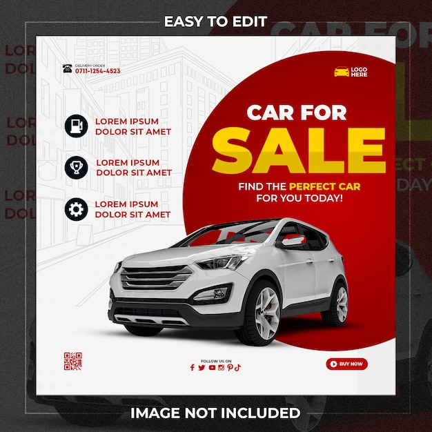 Car instagram social media post banner template