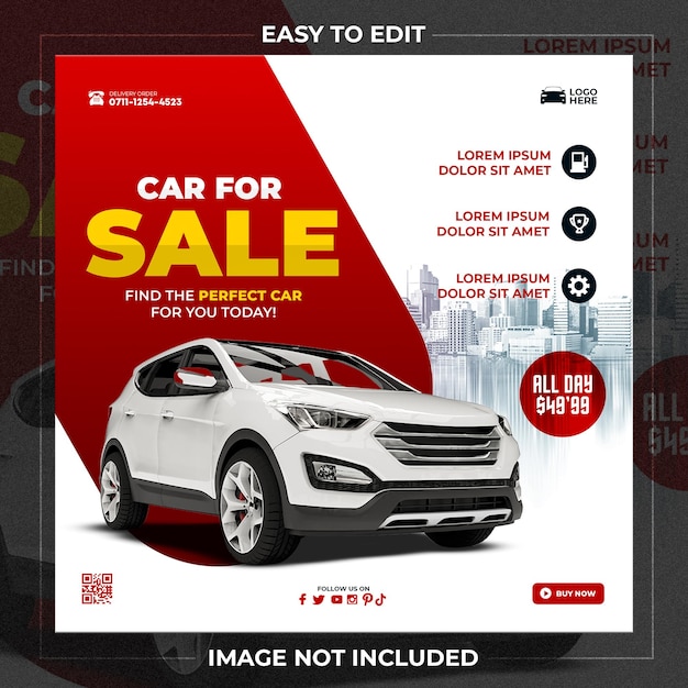 PSD car instagram social media post banner template