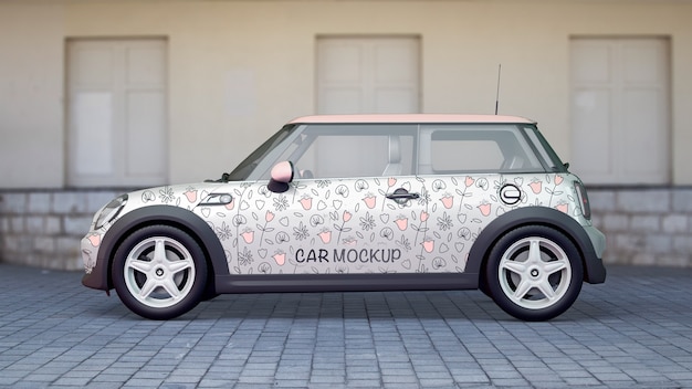 PSD car mockup from side