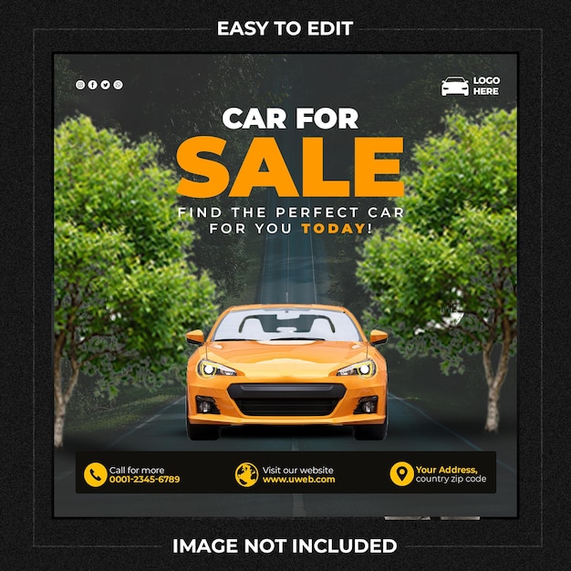 PSD car promotion social media instagram post banner template