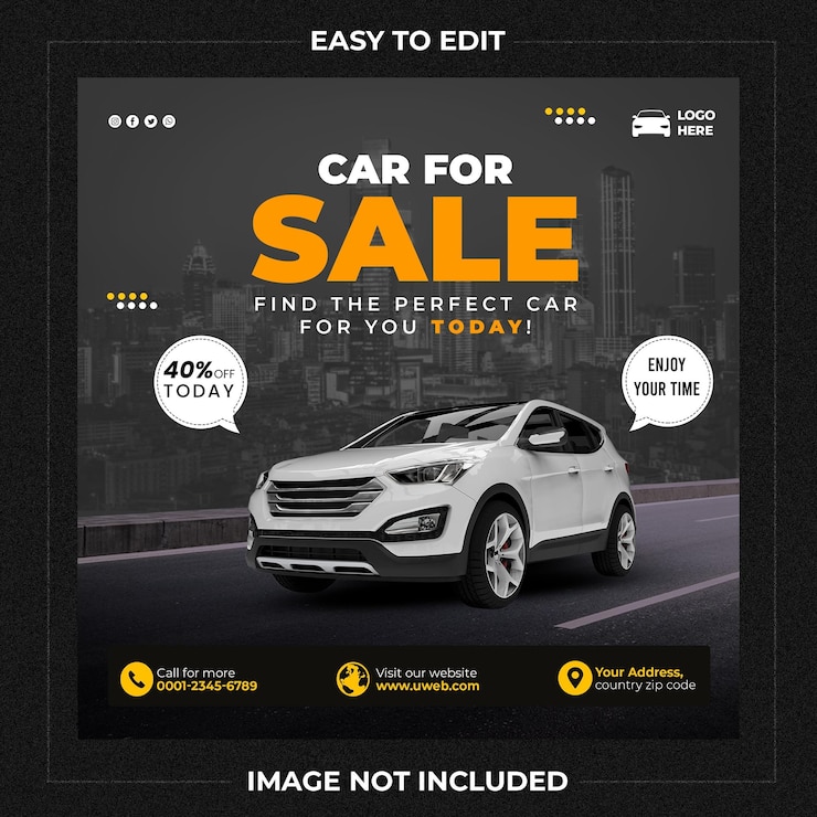 PSD car promotion social media instagram post banner template
