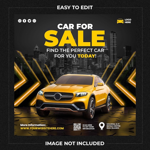 PSD car promotion social media instagram post banner template