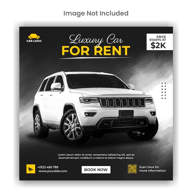 PSD car rent instagram or social media template design