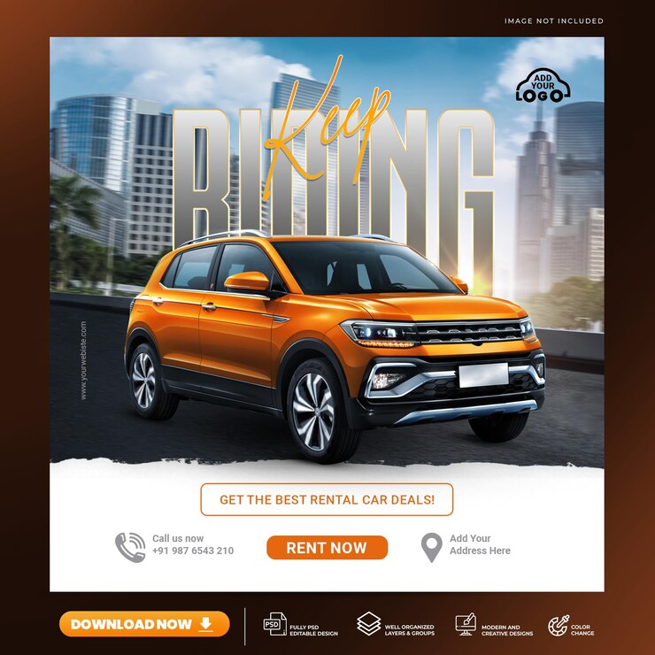 PSD car rent promotion social media instagram post banner template_2