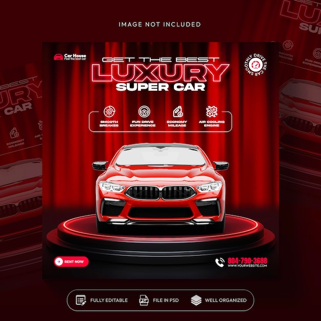 car rent and sale automotive social media banner or instagram post template