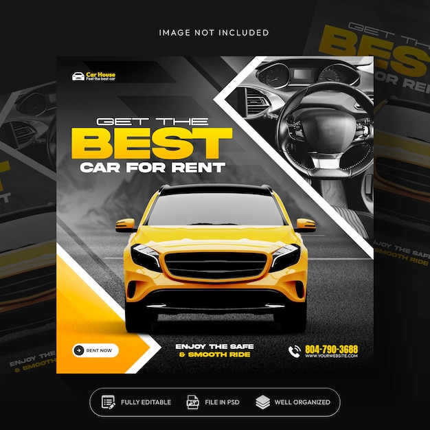 PSD car rent and sale automotive social media banner or instagram post template