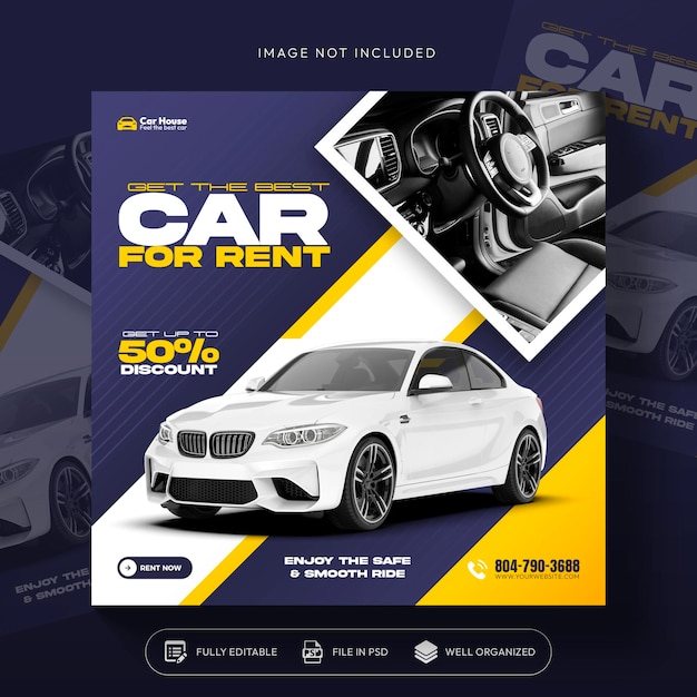 PSD car rent and sale automotive social media banner or instagram post template