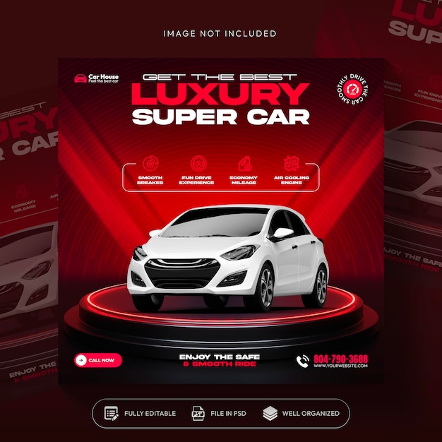car rent and sale automotive social media banner or instagram post template