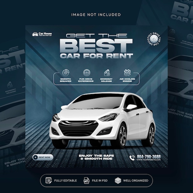 Car rent and sale automotive social media banner or instagram post template