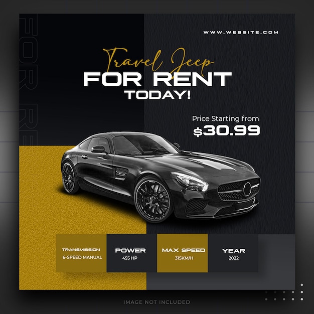 자동차 렌트 소셜 미디어 판매 배너 또는 Instagram 게시물 프로모션 템플릿 디자인