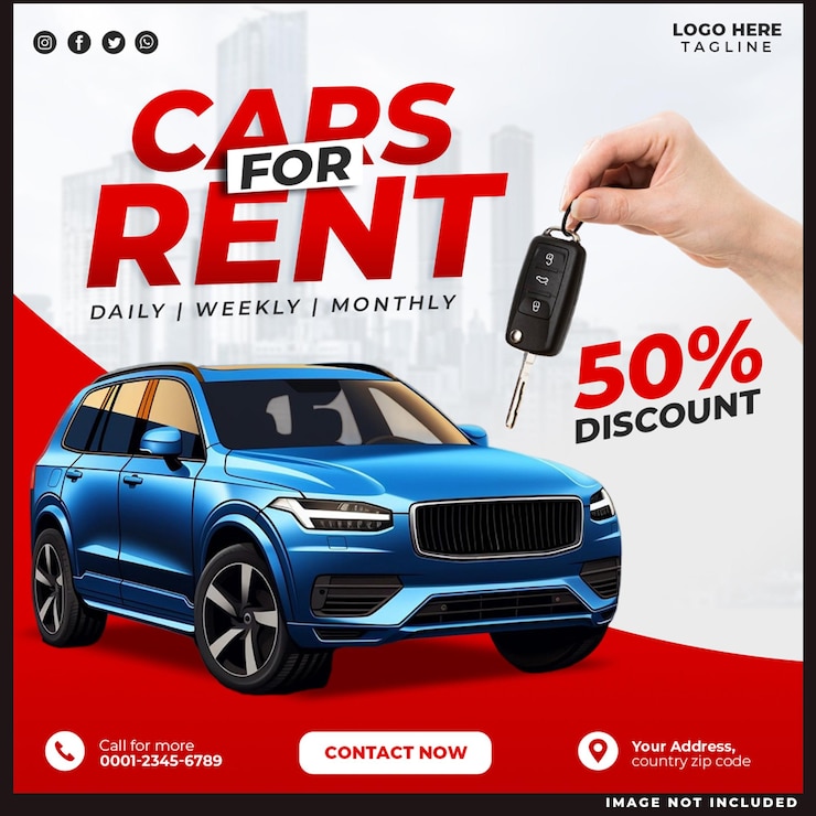 PSD car for rent social meida post design