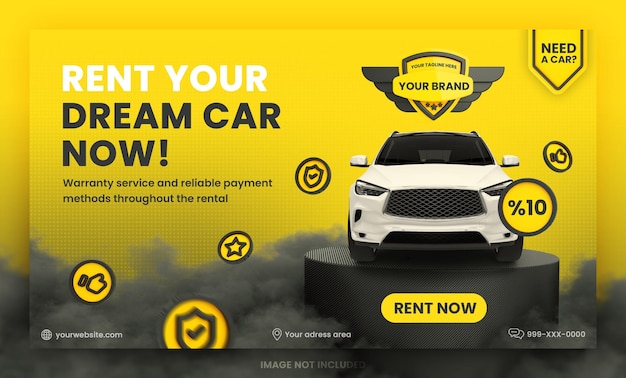 Прокат автомобилей шаблон веб-баннера Премиум psd