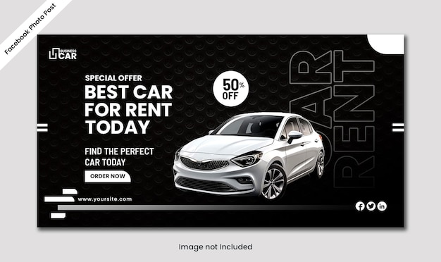 car rental and automotive Facebook Photo Post display ads design PSD template