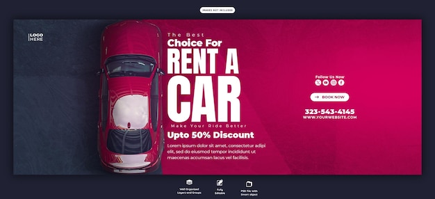 PSD car rental and automotive facebook cover template