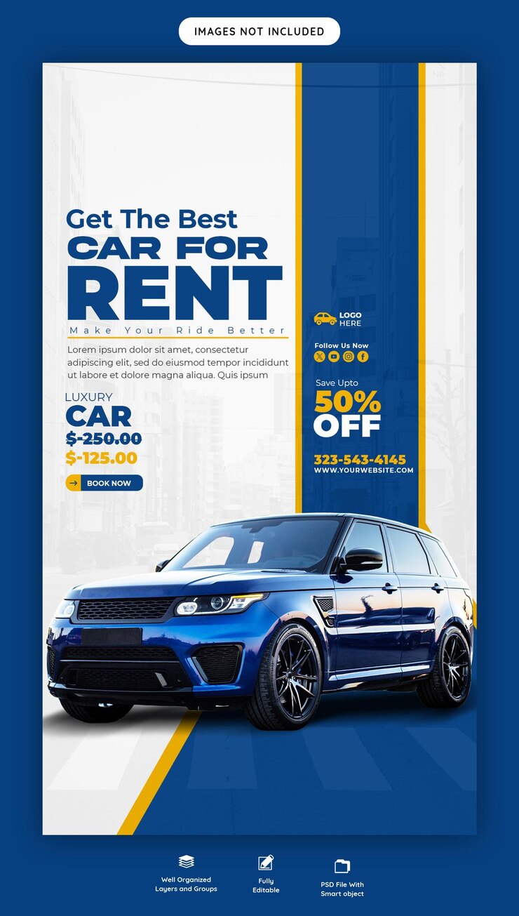PSD car rental and automotive instagram and facebook story template