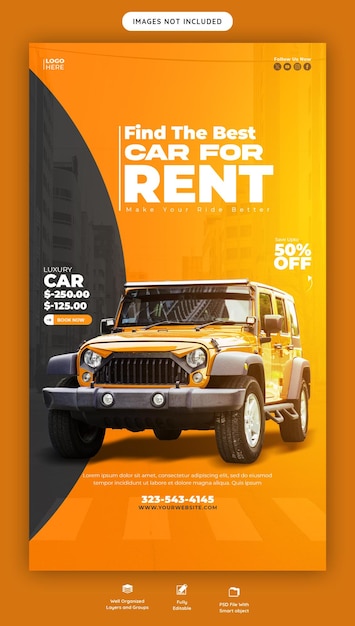 Car rental and automotive instagram and facebook story template