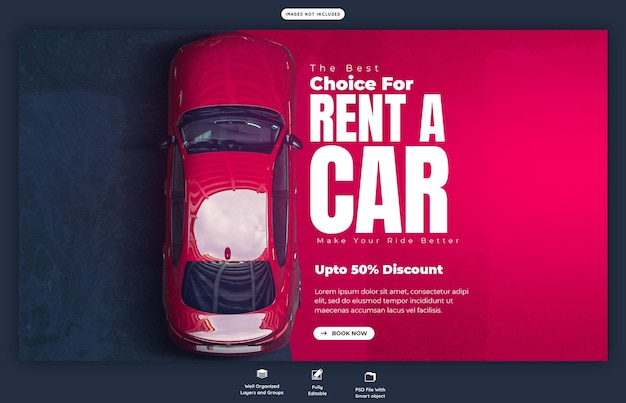 PSD car rental and automotive web banner template