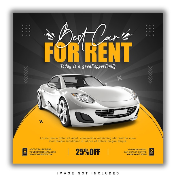 Car rental banner social media post design template