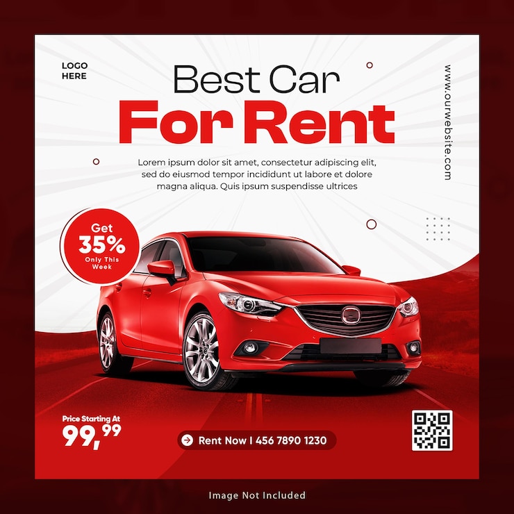 PSD car rental or car sale automotive social media banner or instagram post template
