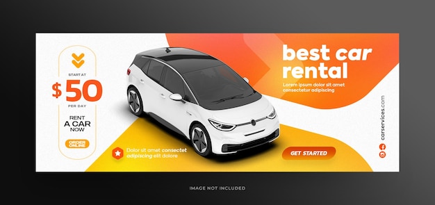 PSD car rental for facebook cover social media post or web banner template