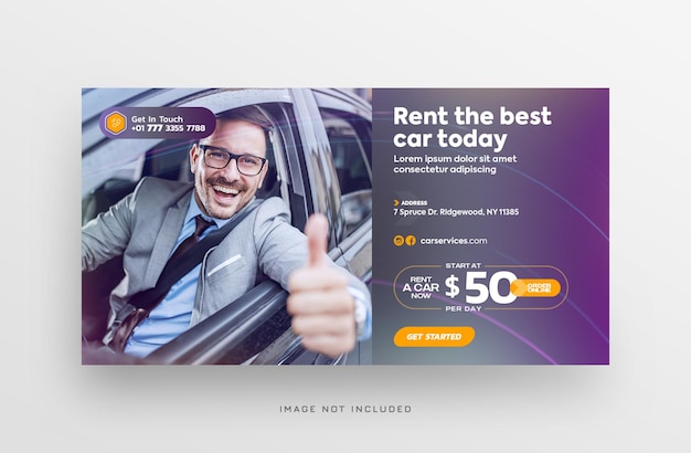 PSD レンタカーの facebook の投稿ソーシャル メディアまたは web バナー テンプレート
