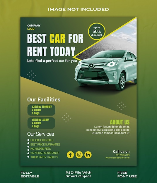 PSD car rental flyer template