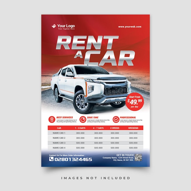 PSD car rental flyer