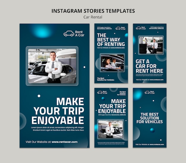 PSD car rental instagram stories template design