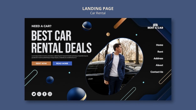 PSD car rental landing page template design