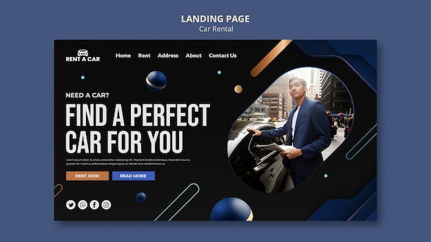 PSD car rental landing page template design