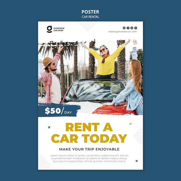 PSD car rental poster template