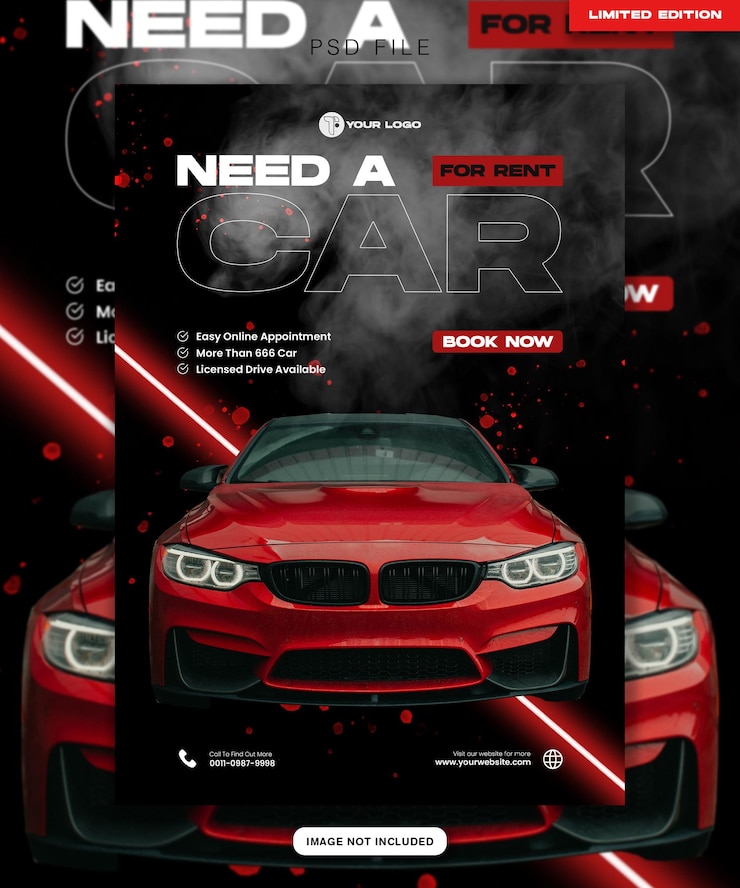PSD car rental promotion flyer template premium psd