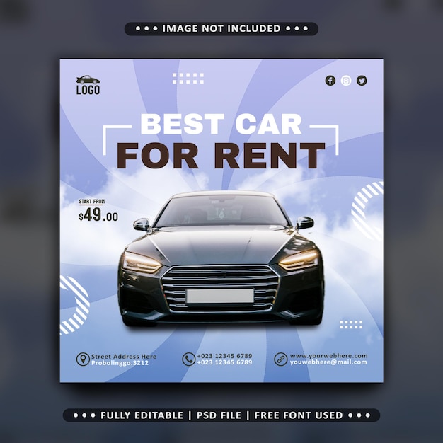 Car rental promotion instagram post square banner template