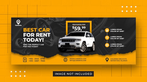 Car rental promotion social media facebook cover banner template