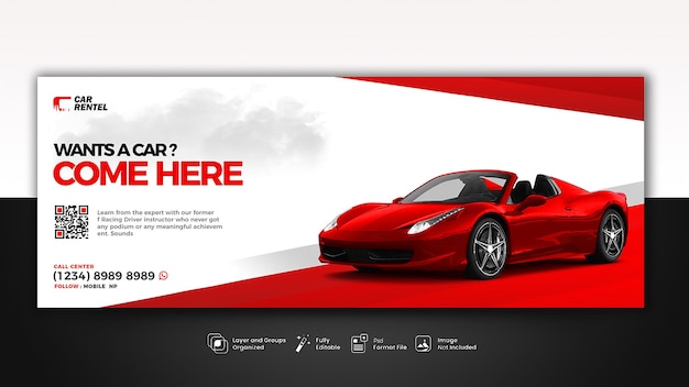 PSD promozione del noleggio auto social media fb copertina banner design