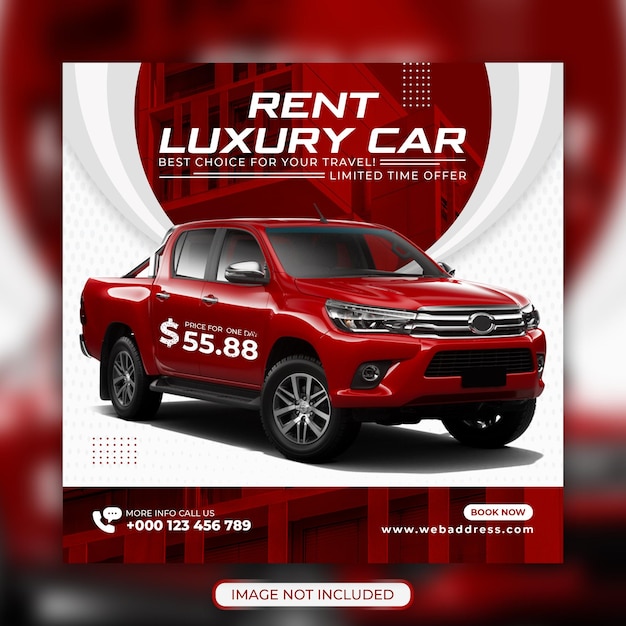 Car rental promotion social media instagram post banner template Premium Psd