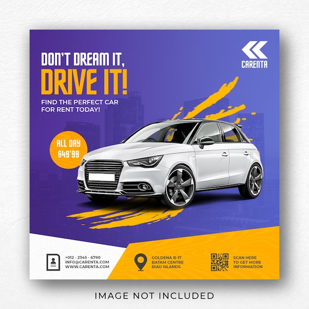 Car rental promotion social media instagram post banner template