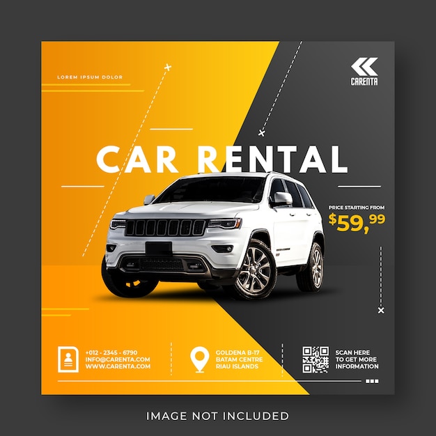 Car rental promotion social media instagram post banner template